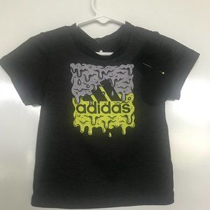 Adidas Boys Graphic Dark Grey short sleeve shirt size 9 months w black socks